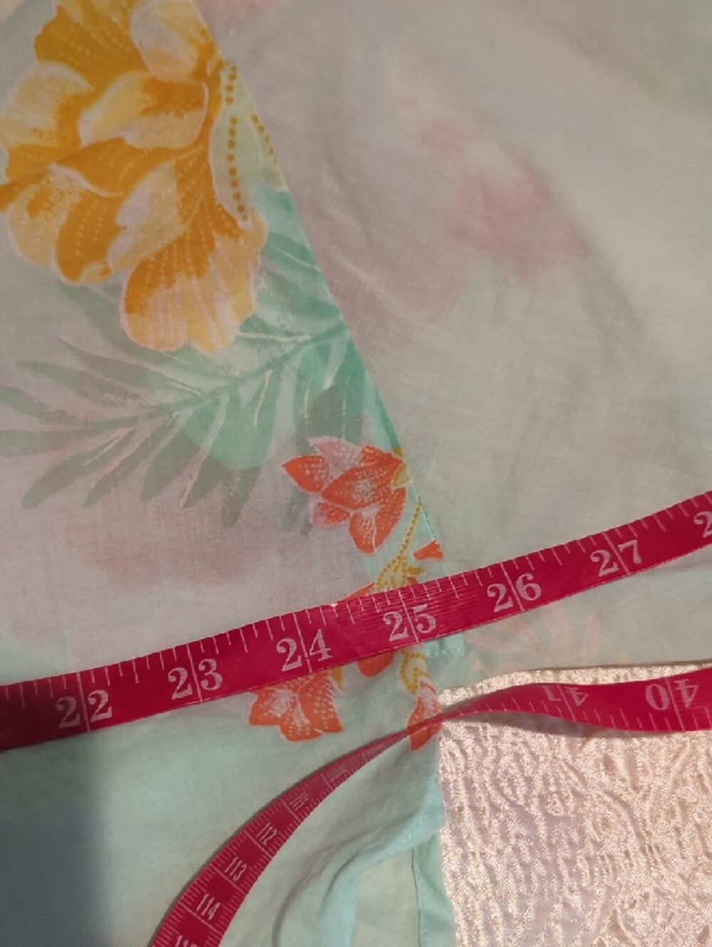💯 Cotton FARM Rio Pastel Mint Floral Peasant Blouse with Pink and Yellow Blooms - Picture 11 of 12